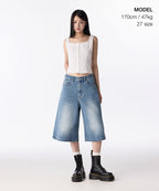 MUSINSA STANDARD WOMAN MUSINSA STANDARD WOMAN Women's Denim Bermuda Pants [Light Indigo]
