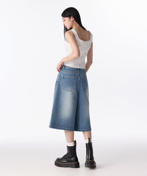 MUSINSA STANDARD WOMAN MUSINSA STANDARD WOMAN Women's Denim Bermuda Pants [Light Indigo]