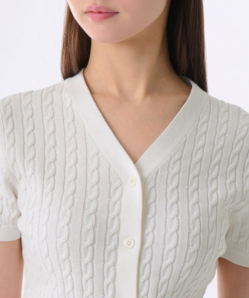 MUSINSA STANDARD WOMAN MUSINSA STANDARD WOMAN Women's Cable Short Sleeve Cardigan [Size M]