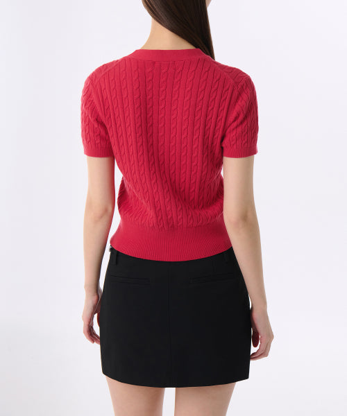 MUSINSA STANDARD WOMAN MUSINSA STANDARD WOMAN Cardigan Short Sleeve [Red]