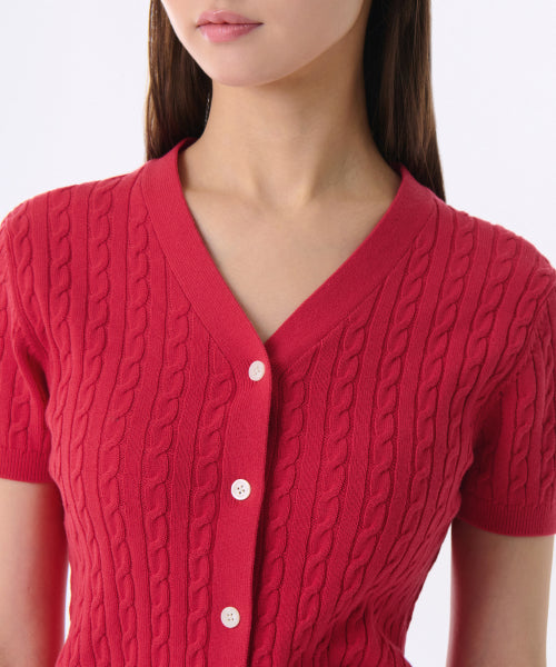 MUSINSA STANDARD WOMAN MUSINSA STANDARD WOMAN Cardigan Short Sleeve [Red]