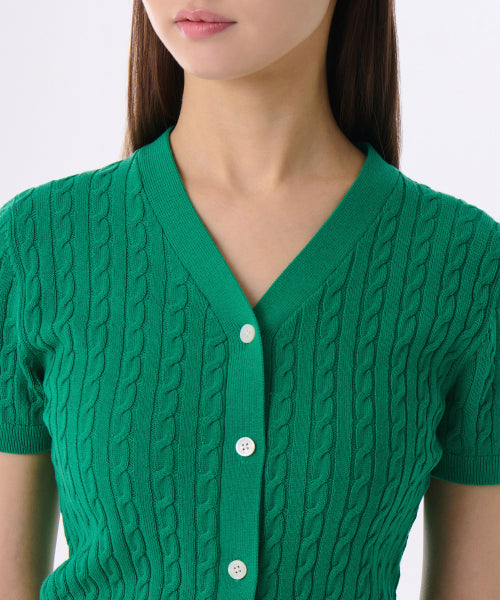 MUSINSA STANDARD WOMAN MUSINSA STANDARD WOMAN Cardigan Short Sleeve [Green]