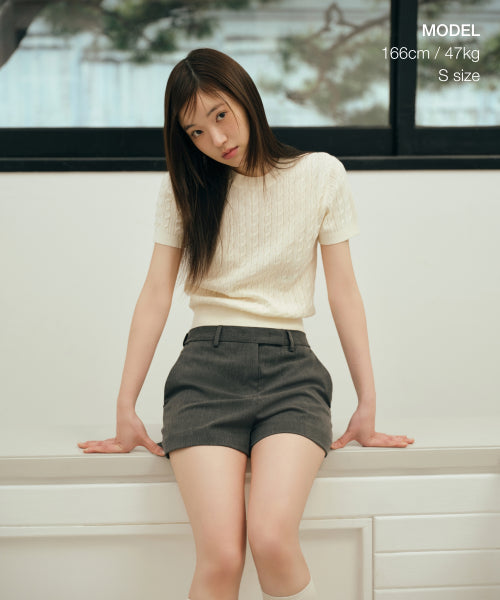 MUSINSA STANDARD WOMAN MUSINSA STANDARD WOMAN Women's Cable Crew Neck Short Sleeve Knit [Size]