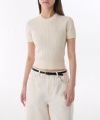 MUSINSA STANDARD WOMAN MUSINSA STANDARD WOMAN Women's Cable Crew Neck Short Sleeve Knit [Size]