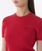 MUSINSA STANDARD WOMAN MUSINSA STANDARD WOMAN Women's Cable Crew Neck Short Sleeve Knit Red