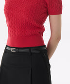MUSINSA STANDARD WOMAN MUSINSA STANDARD WOMAN Women's Cable Crew Neck Short Sleeve Knit Red