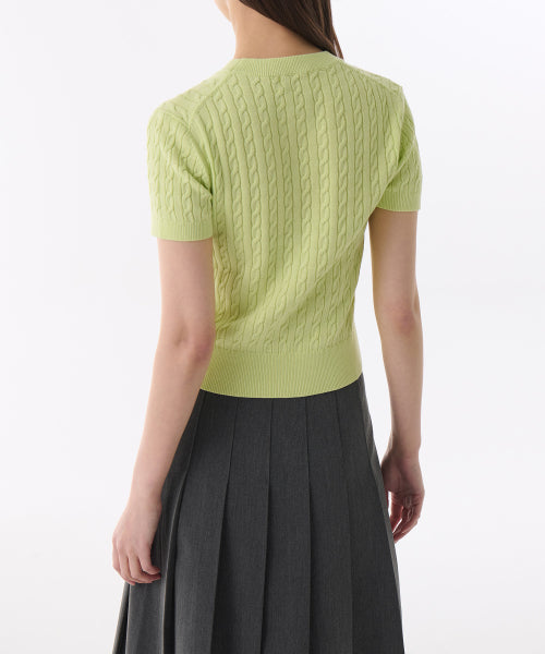 MUSINSA STANDARD WOMAN MUSINSA STANDARD WOMAN Women's Cable Crew Neck Short Sleeve Knit [Melon]