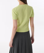 MUSINSA STANDARD WOMAN MUSINSA STANDARD WOMAN Women's Cable Crew Neck Short Sleeve Knit [Melon]