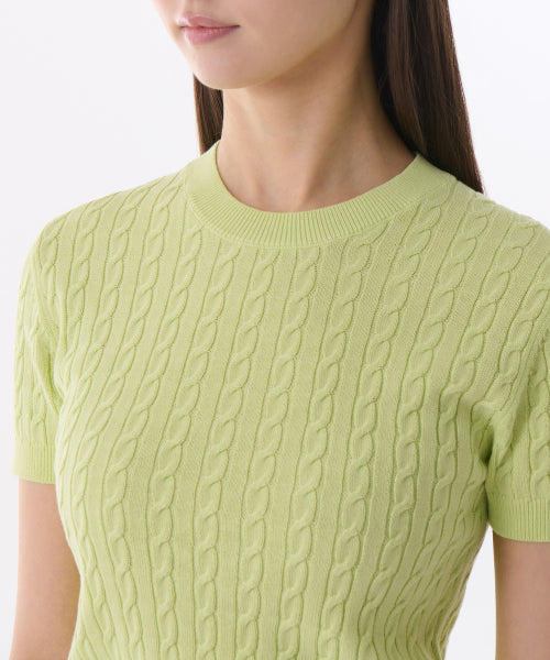 MUSINSA STANDARD WOMAN MUSINSA STANDARD WOMAN Women's Cable Crew Neck Short Sleeve Knit [Melon]