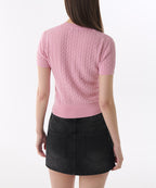 MUSINSA STANDARD WOMAN MUSINSA STANDARD WOMAN Women's Cable Crew Neck Short Sleeve Knit [Pink]