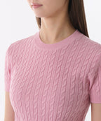 MUSINSA STANDARD WOMAN MUSINSA STANDARD WOMAN Women's Cable Crew Neck Short Sleeve Knit [Pink]