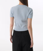 MUSINSA STANDARD WOMAN MUSINSA STANDARD WOMAN Women's Cable Crew Neck Short Sleeve Knit [Pastel Blue]