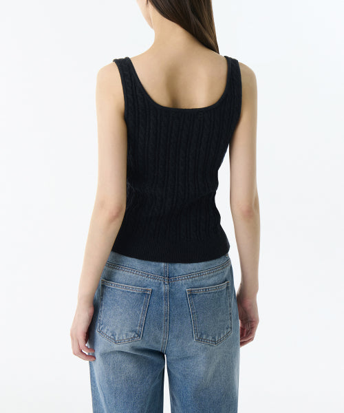 MUSINSA STANDARD WOMAN MUSINSA STANDARD WOMAN Women's Cable Knit Sleeveless Top [Black]