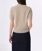 MUSINSA STANDARD WOMAN MUSINSA STANDARD WOMAN Women's Mini Buchlinger Short Sleeve Knit Beige/Sky Blue