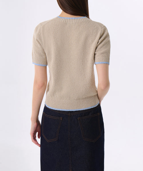 MUSINSA STANDARD WOMAN MUSINSA STANDARD WOMAN Women's Mini Buchlinger Short Sleeve Knit Beige/Sky Blue