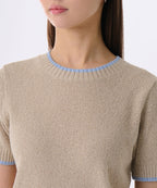 MUSINSA STANDARD WOMAN MUSINSA STANDARD WOMAN Women's Mini Buchlinger Short Sleeve Knit Beige/Sky Blue