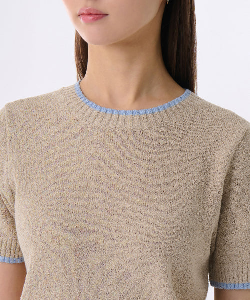 MUSINSA STANDARD WOMAN MUSINSA STANDARD WOMAN Women's Mini Buchlinger Short Sleeve Knit Beige/Sky Blue