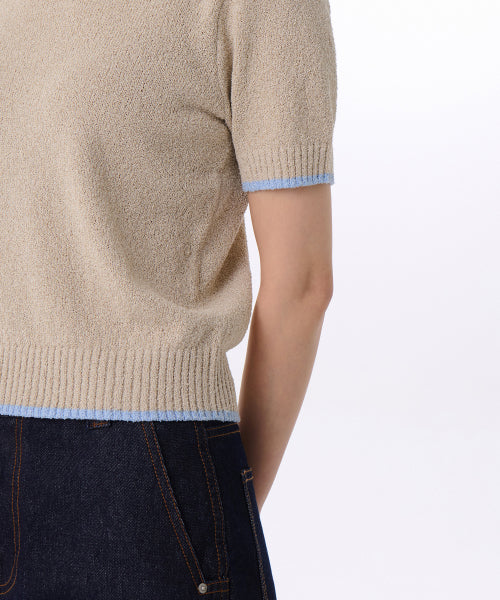 MUSINSA STANDARD WOMAN MUSINSA STANDARD WOMAN Women's Mini Buchlinger Short Sleeve Knit Beige/Sky Blue
