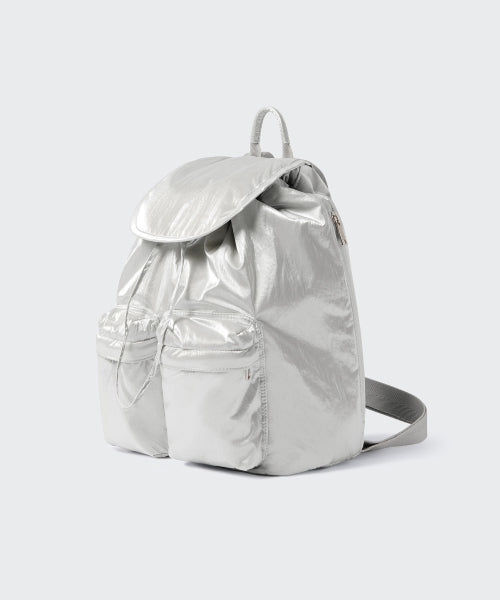 MUSINSA STANDARD WOMAN MUSINSA STANDARD WOMAN Women's Shiny Flap Mini Backpack Silver