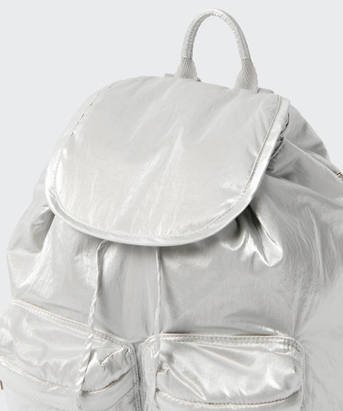MUSINSA STANDARD WOMAN MUSINSA STANDARD WOMAN Women's Shiny Flap Mini Backpack Silver
