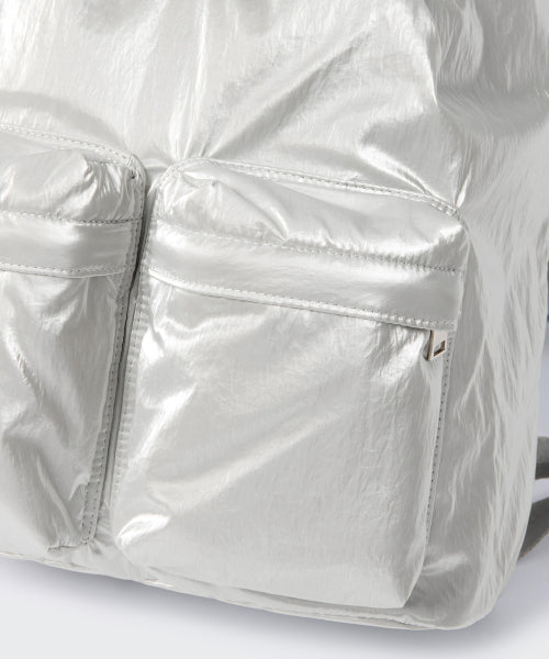 MUSINSA STANDARD WOMAN MUSINSA STANDARD WOMAN Women's Shiny Flap Mini Backpack Silver