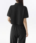 MUSINSA STANDARD WOMAN MUSINSA STANDARD WOMAN Relaxed Crop Pique Polo Shirt Black