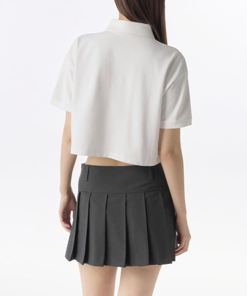 MUSINSA STANDARD WOMAN MUSINSA STANDARD WOMAN Women's Relaxed Crop Pique Polo Shirt (White)