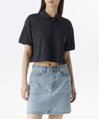 MUSINSA STANDARD WOMAN MUSINSA STANDARD WOMAN Women's Relaxed Crop Pique Polo Shirt (Navy)