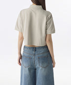 MUSINSA STANDARD WOMAN MUSINSA STANDARD WOMAN Relaxed Crop Pique Polo Shirt (Mushroom)