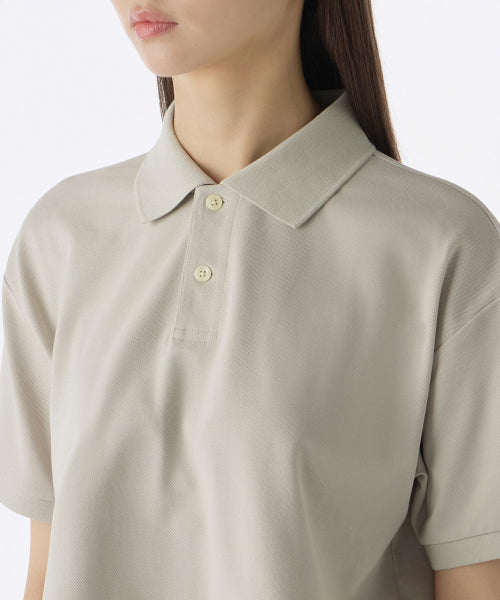 MUSINSA STANDARD WOMAN MUSINSA STANDARD WOMAN Relaxed Crop Pique Polo Shirt (Mushroom)