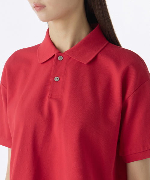 MUSINSA STANDARD WOMAN MUSINSA STANDARD WOMAN Relaxed Crop Pique Polo Shirt (Red)