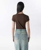 MUSINSA STANDARD WOMAN MUSINSA STANDARD WOMAN T-Shirt Slim Crew Neck [Dark Brown]