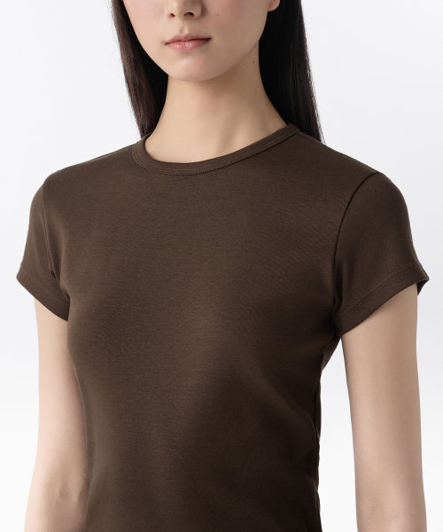 MUSINSA STANDARD WOMAN MUSINSA STANDARD WOMAN T-Shirt Slim Crew Neck [Dark Brown]