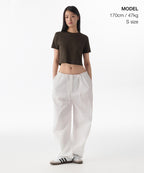 MUSINSA STANDARD WOMAN MUSINSA STANDARD WOMAN Crew Neck Crop T-Shirt (Dark Brown)