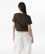 MUSINSA STANDARD WOMAN MUSINSA STANDARD WOMAN Crew Neck Crop T-Shirt (Dark Brown)
