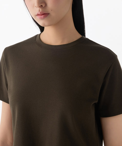 MUSINSA STANDARD WOMAN MUSINSA STANDARD WOMAN Crew Neck Crop T-Shirt (Dark Brown)