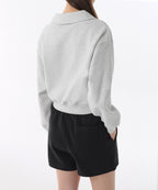 MUSINSA STANDARD WOMAN MUSINSA STANDARD WOMAN Sweatshirt Collared Melange Light Gray