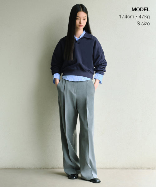 MUSINSA STANDARD WOMAN MUSINSA STANDARD WOMAN Sweatshirt Collared Navy