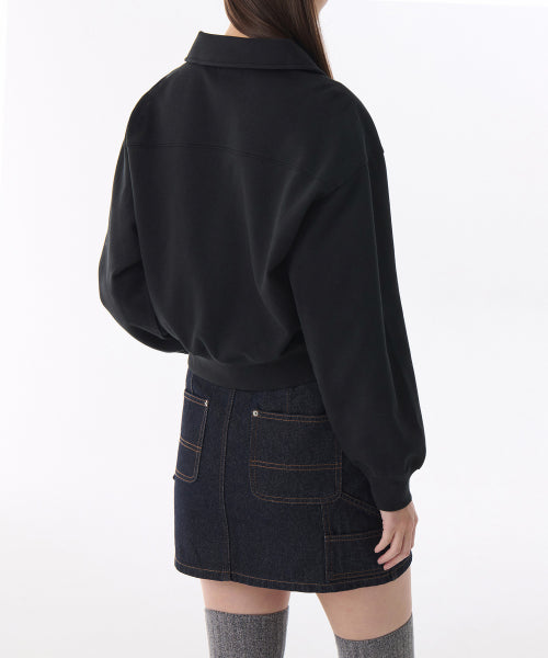 MUSINSA STANDARD WOMAN MUSINSA STANDARD WOMAN Women's Double Knit Collared Sweatshirt [Black]