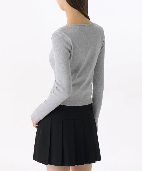 MUSINSA STANDARD WOMAN MUSINSA STANDARD WOMAN Cardigan Slim Scoop Neck [Melange Gray]
