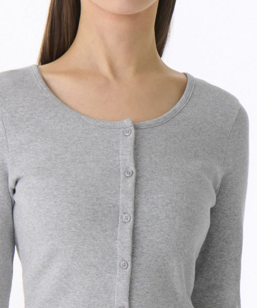 MUSINSA STANDARD WOMAN MUSINSA STANDARD WOMAN Cardigan Slim Scoop Neck [Melange Gray]