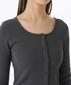MUSINSA STANDARD WOMAN MUSINSA STANDARD WOMAN Cardigan Slim Scoop Neck [Dark Gray]