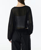 MUSINSA STANDARD WOMAN MUSINSA STANDARD WOMAN Women's Crochet Tie Up Crop Cardigan (Black)