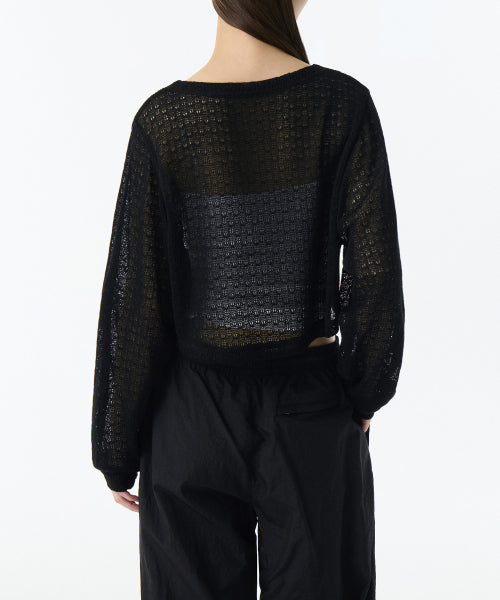 MUSINSA STANDARD WOMAN MUSINSA STANDARD WOMAN Women's Crochet Tie Up Crop Cardigan (Black)