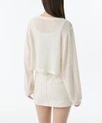 MUSINSA STANDARD WOMAN MUSINSA STANDARD WOMAN Crochet Tie-Up Crop Cardigan (White)