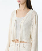 MUSINSA STANDARD WOMAN MUSINSA STANDARD WOMAN Crochet Tie-Up Crop Cardigan (White)