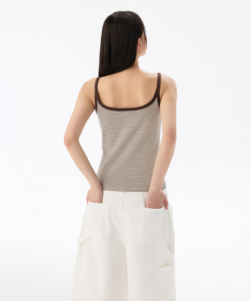 MUSINSA STANDARD WOMAN MUSINSA STANDARD WOMAN T-Shirt Sleeveless [Cream/Brown]