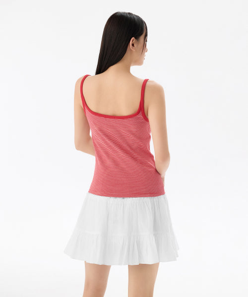 MUSINSA STANDARD WOMAN MUSINSA STANDARD WOMAN Women's T-Shirt Narrow Stripe Sleeveless [Ivory/Red]