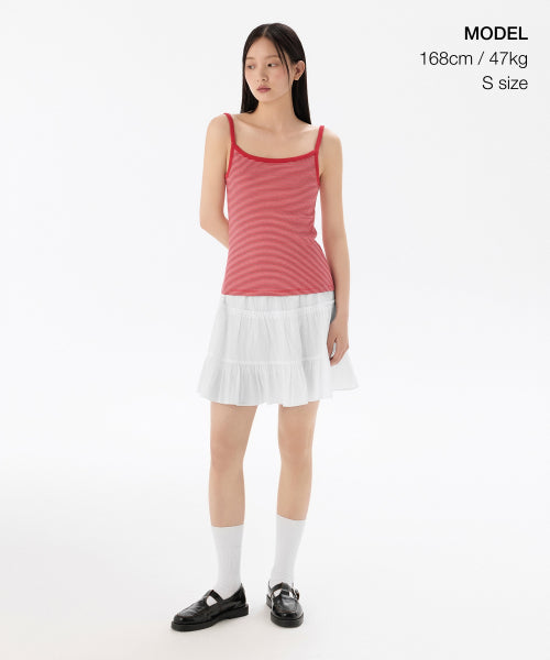 MUSINSA STANDARD WOMAN MUSINSA STANDARD WOMAN Women's T-Shirt Narrow Stripe Sleeveless [Ivory/Red]