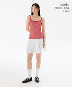 MUSINSA STANDARD WOMAN MUSINSA STANDARD WOMAN Women's T-Shirt Narrow Stripe Sleeveless [Ivory/Red]